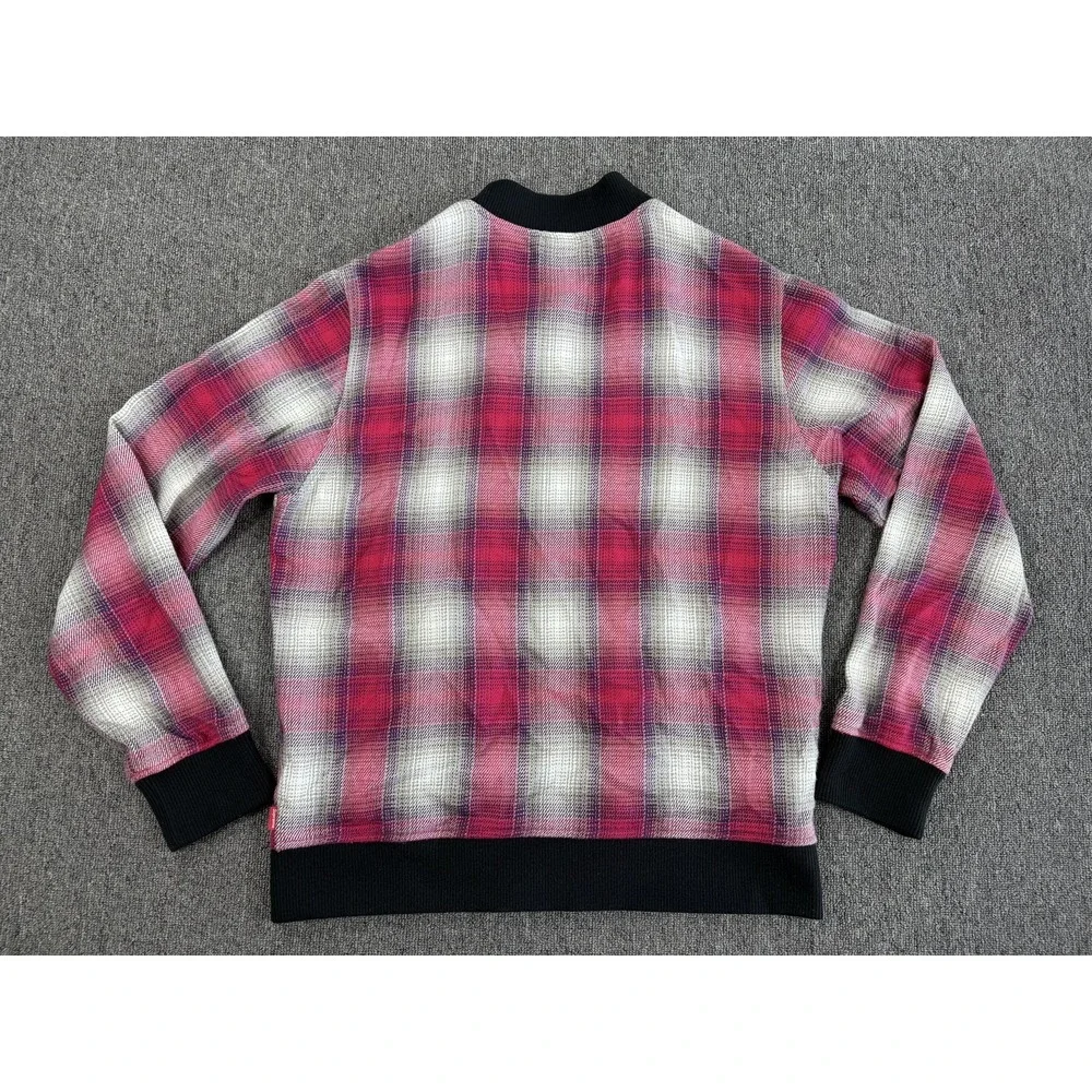 Supreme Jacket Mens Medium Shadow Plaid Bomber Full Zip Logo Embroidered